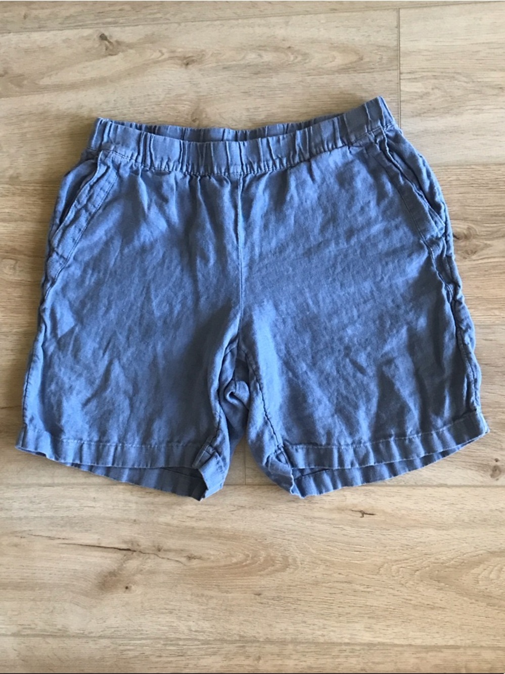 J. Jill Linen Slate Blue Elastic Waist Pull on Shorts Size XS